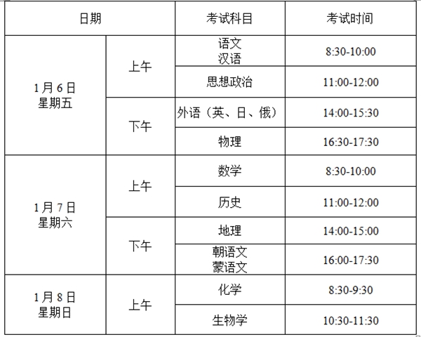 2023年遼寧高中各科會(huì)考時(shí)間安排一覽表