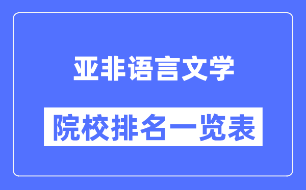 亞非語言文學專業(yè)考研院校排名一覽表