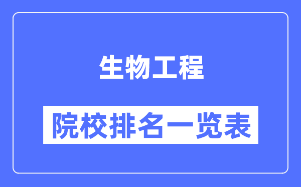 生物工程專業(yè)考研院校排名一覽表