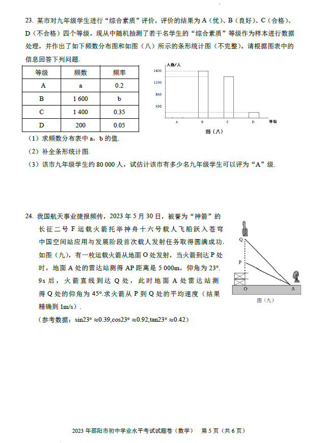 2024年邵陽中考數(shù)學(xué)試卷真題及答案解析