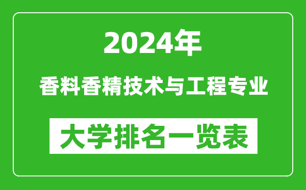 2024年全國香料香精技術(shù)與工程專業(yè)大學排名一覽表