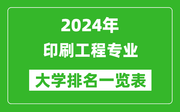 2024年全國印刷工程專業(yè)大學排名一覽表